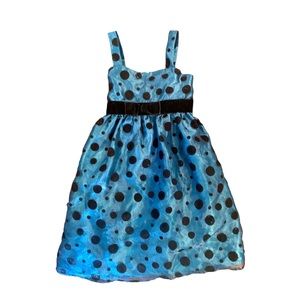 Pinky Brand Dark Teal Blue Black Flocked Polka Dot Fancy 6x